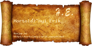 Hortolányi Erik névjegykártya